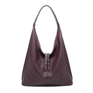 Large Deep Burgundy Pebbled Vegan Leather Hobo Bag